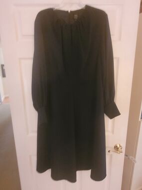 John Lewis UK Navy Long Sleeve A-Line Dress